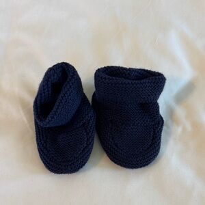 Hand-Knit Navy Baby Booties